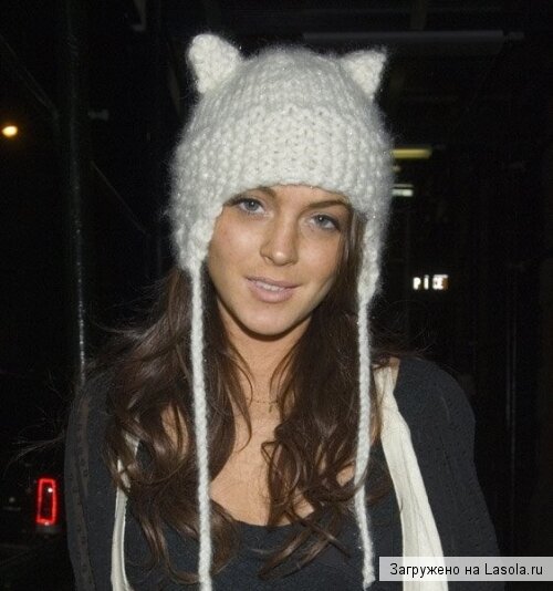 вязанная шапка-кошка