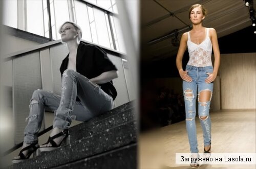 драные джинсы с каблуками