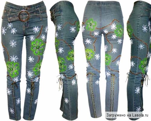 вышивка на джинсах